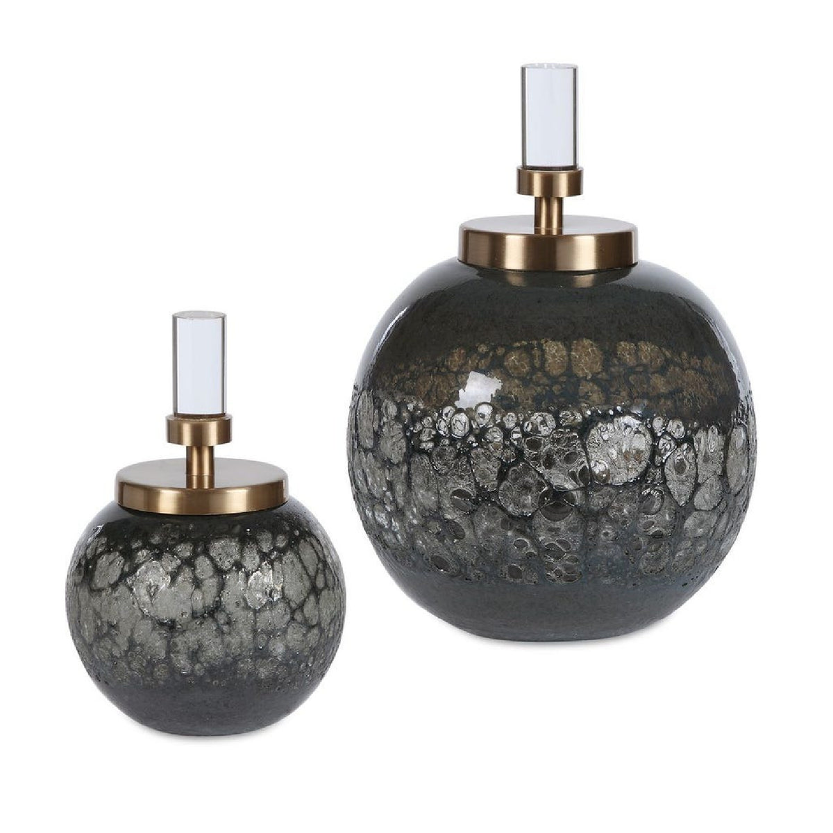 Iridescent Blue-Gray Glass Bottles (2) | Uttermost Cessair -  www.oroa.com