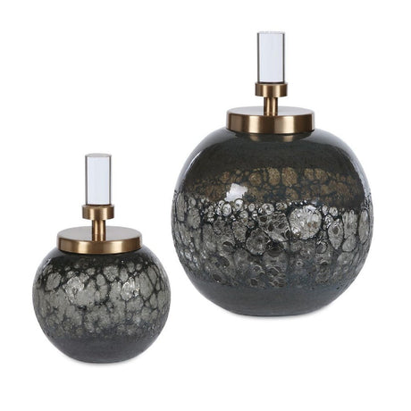 Iridescent Blue-Gray Glass Bottles (2) | Uttermost Cessair -  www.oroa.com