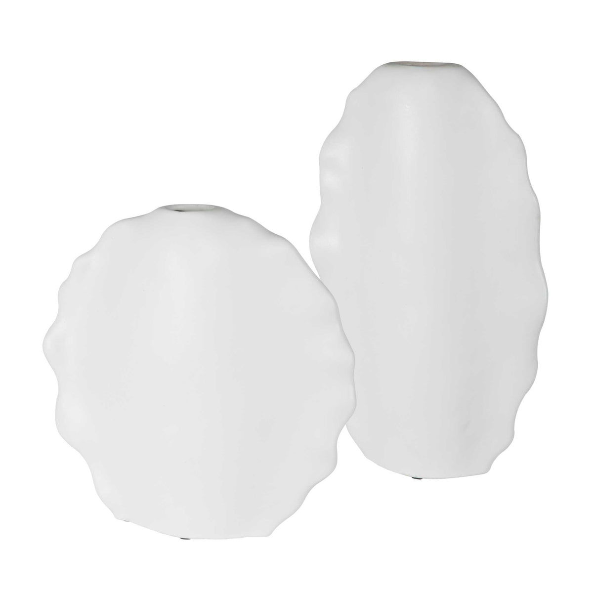 Modern European furniture - White Ceramic Indoor/Outdoor Vases (2) - www.oroa.com