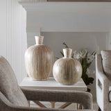 Modern European furniture - Terracotta Striped Vases (2) - www.oroa.com