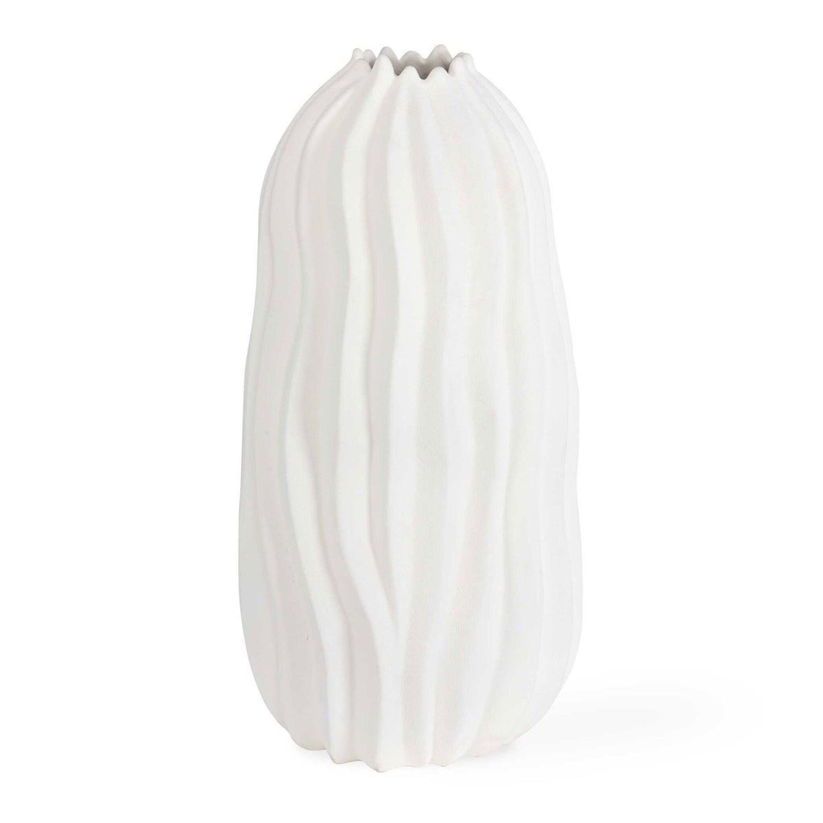 Modern European furniture - Wavy-Fluted Ceramic Indoor/Outdoor Vase - www.oroa.com