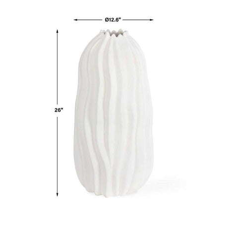 Modern European furniture - Wavy-Fluted Ceramic Indoor/Outdoor Vase - www.oroa.com