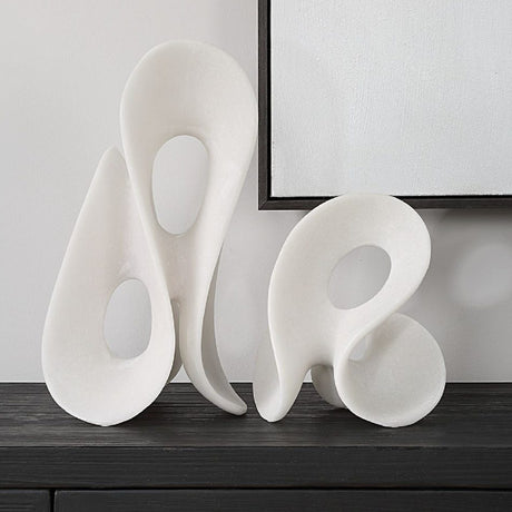 White Stone Indoor/Outdoor Sculptures (2) | Uttermost Silent Wave - www.oroa.com