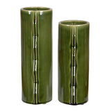 Modern European furniture - Green Ceramic Indoor/Outdoor Vases (2) - www.oroa.com