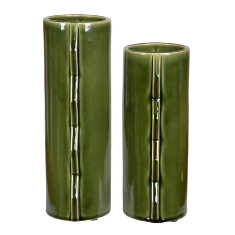 Modern European furniture - Green Ceramic Indoor/Outdoor Vases (2) - www.oroa.com