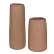 Modern European furniture - Brown Ribbed Indoor/Outdoor Vases (2) - www.oroa.com
