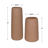 Modern European furniture - Brown Ribbed Indoor/Outdoor Vases (2) - www.oroa.com