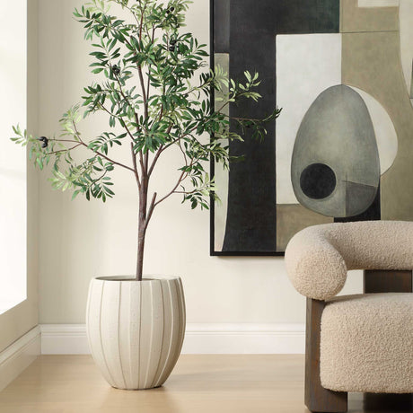 Modern European furniture - White Ridged Indoor/Outdoor Planter - www.oroa.com