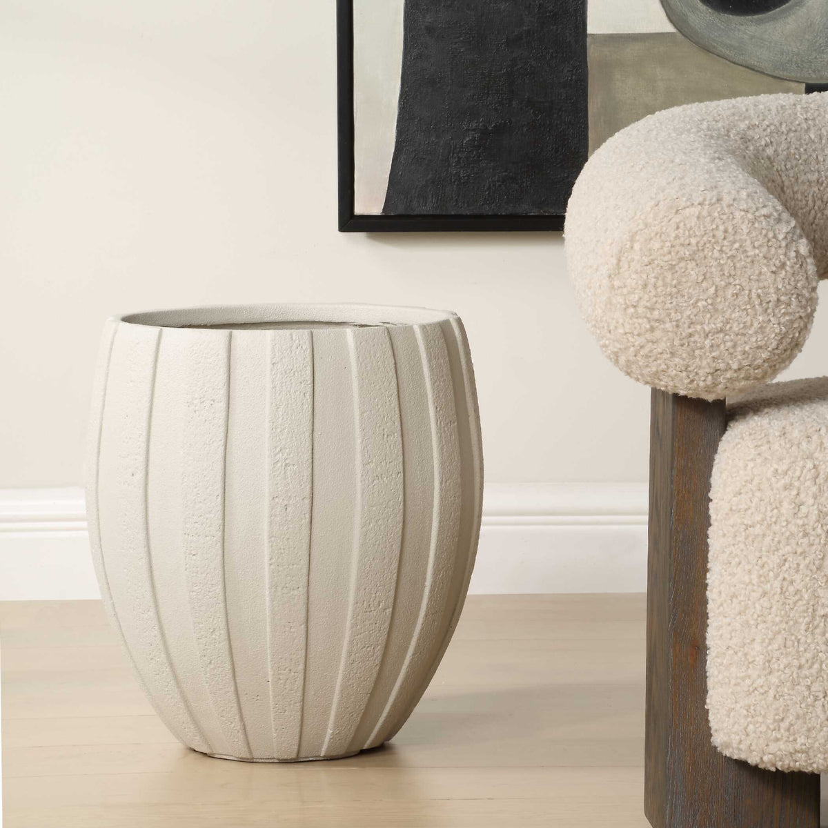 Modern European furniture - White Ridged Indoor/Outdoor Planter - www.oroa.com
