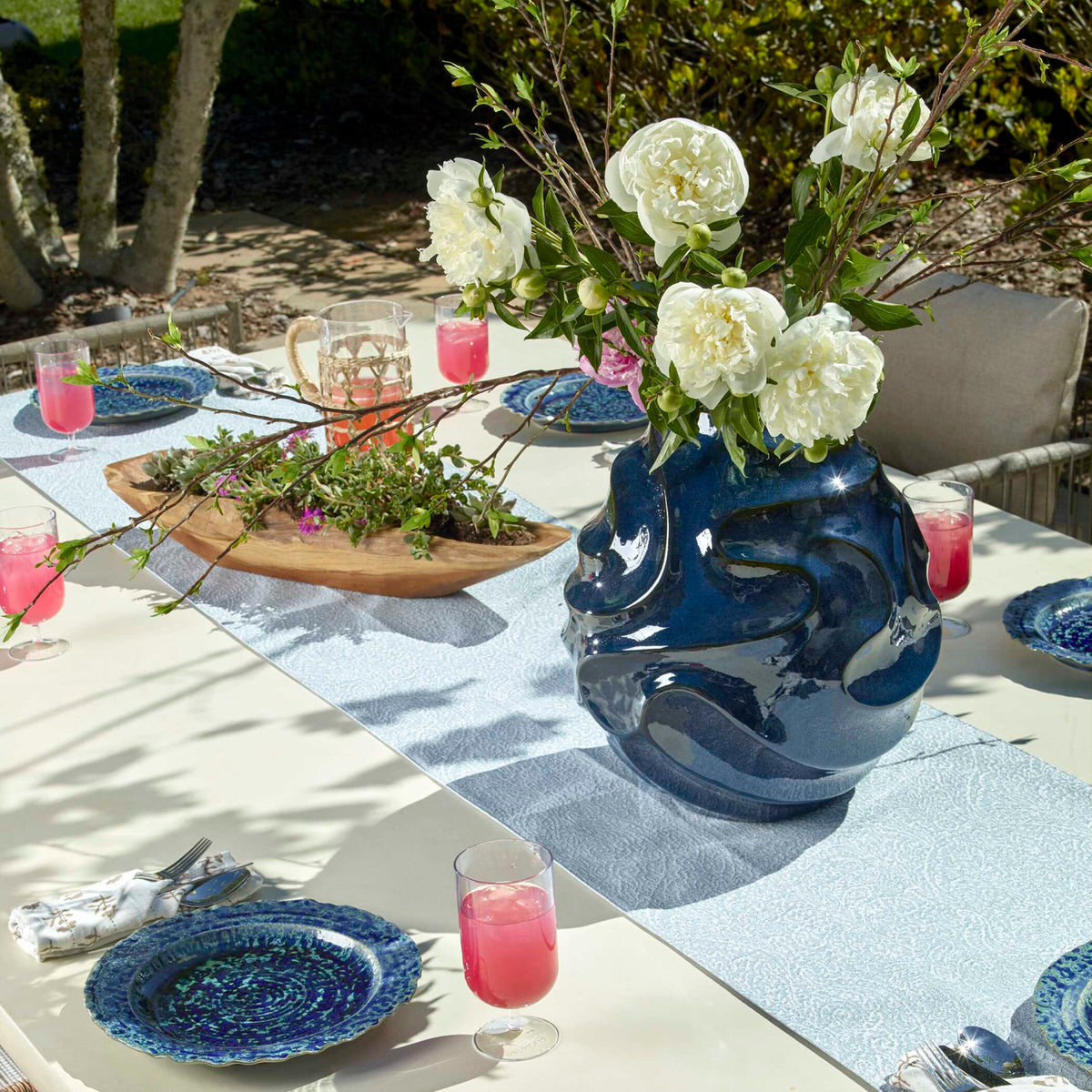 Modern European furniture - Blue Ceramic Indoor/Outdoor Vase - www.oroa.com