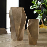 Modern European furniture - Faceted Brass Indoor/Outdoor Vases (2) - www.oroa.com