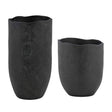 Modern European furniture - Black Earthenware Indoor/Outdoor Vases (2) - www.oroa.com