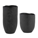 Modern European furniture - Black Earthenware Indoor/Outdoor Vases (2) - www.oroa.com