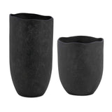 Modern European furniture - Black Earthenware Indoor/Outdoor Vases (2) - www.oroa.com