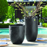 Modern European furniture - Black Earthenware Indoor/Outdoor Vases (2) - www.oroa.com