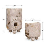 Carved Stone Indoor/Outdoor Candle Holders (2) | Uttermost Quarried - www.oroa.com