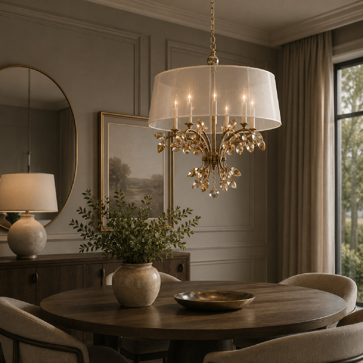 Modern European furniture - Gold Crystal Leaves 6-Light Chandelier - www.oroa.com