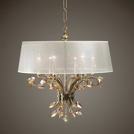 Modern European furniture - Gold Crystal Leaves 6-Light Chandelier - www.oroa.com
