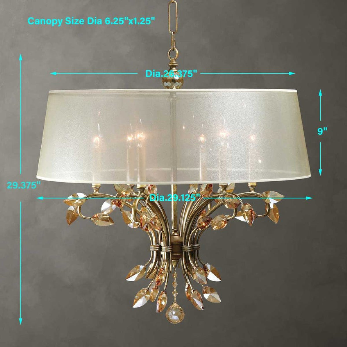 Modern European furniture - Gold Crystal Leaves 6-Light Chandelier - www.oroa.com