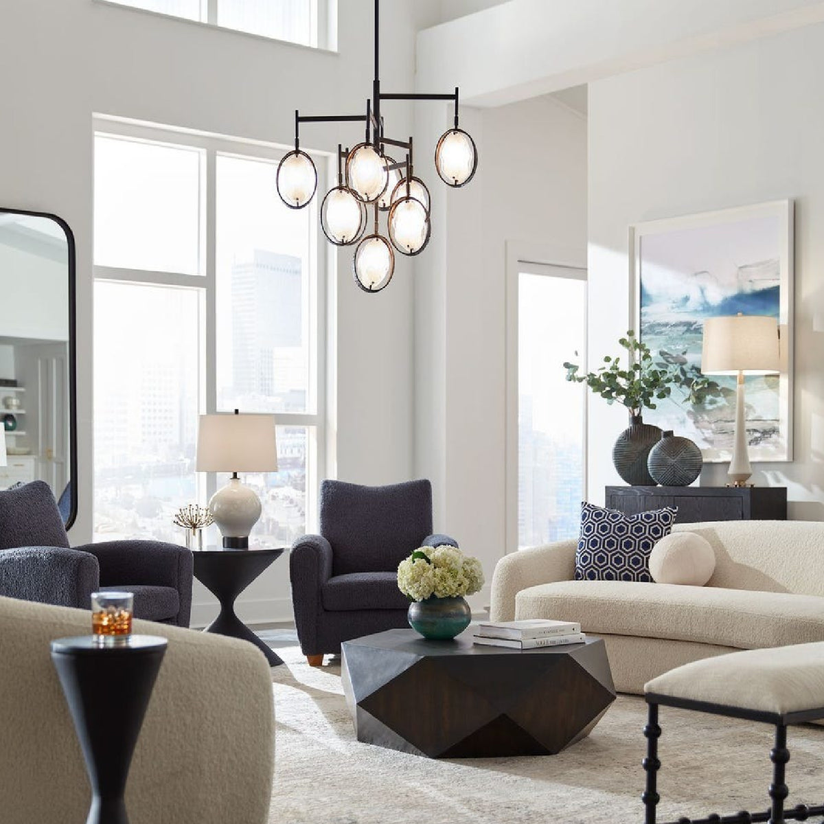 Bronze Framed Glass Chandelier | Uttermost Maxin - www.oroa.com