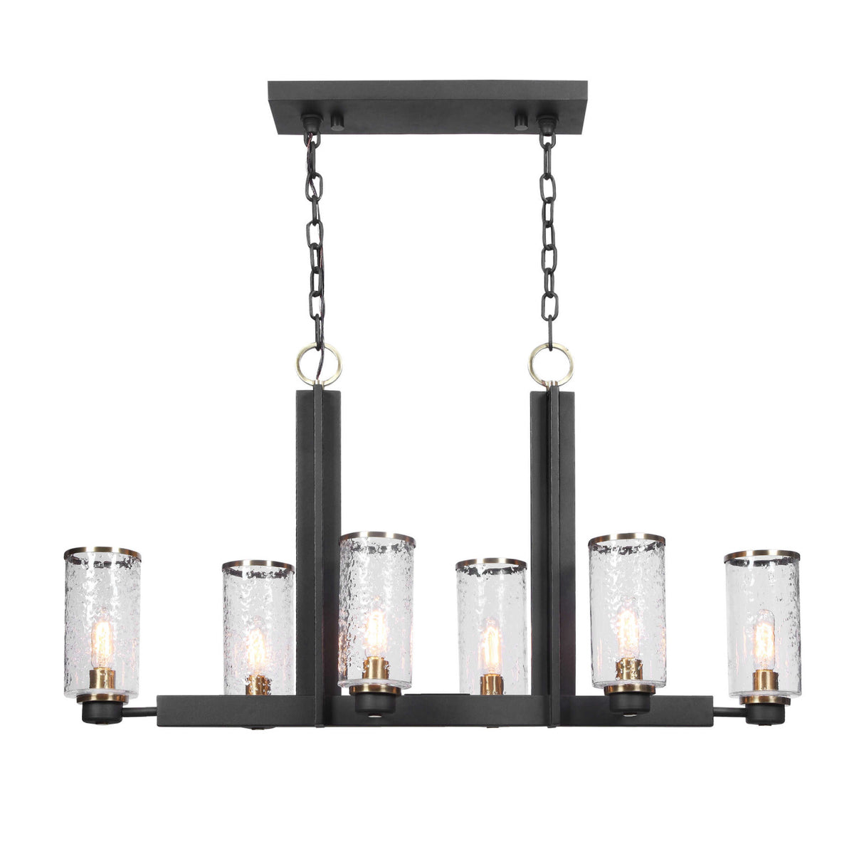 Modern European furniture - Black Framed 6-Light Island Lamp - www.oroa.com