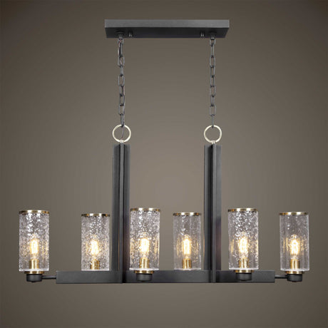 Modern European furniture - Black Framed 6-Light Island Lamp - www.oroa.com