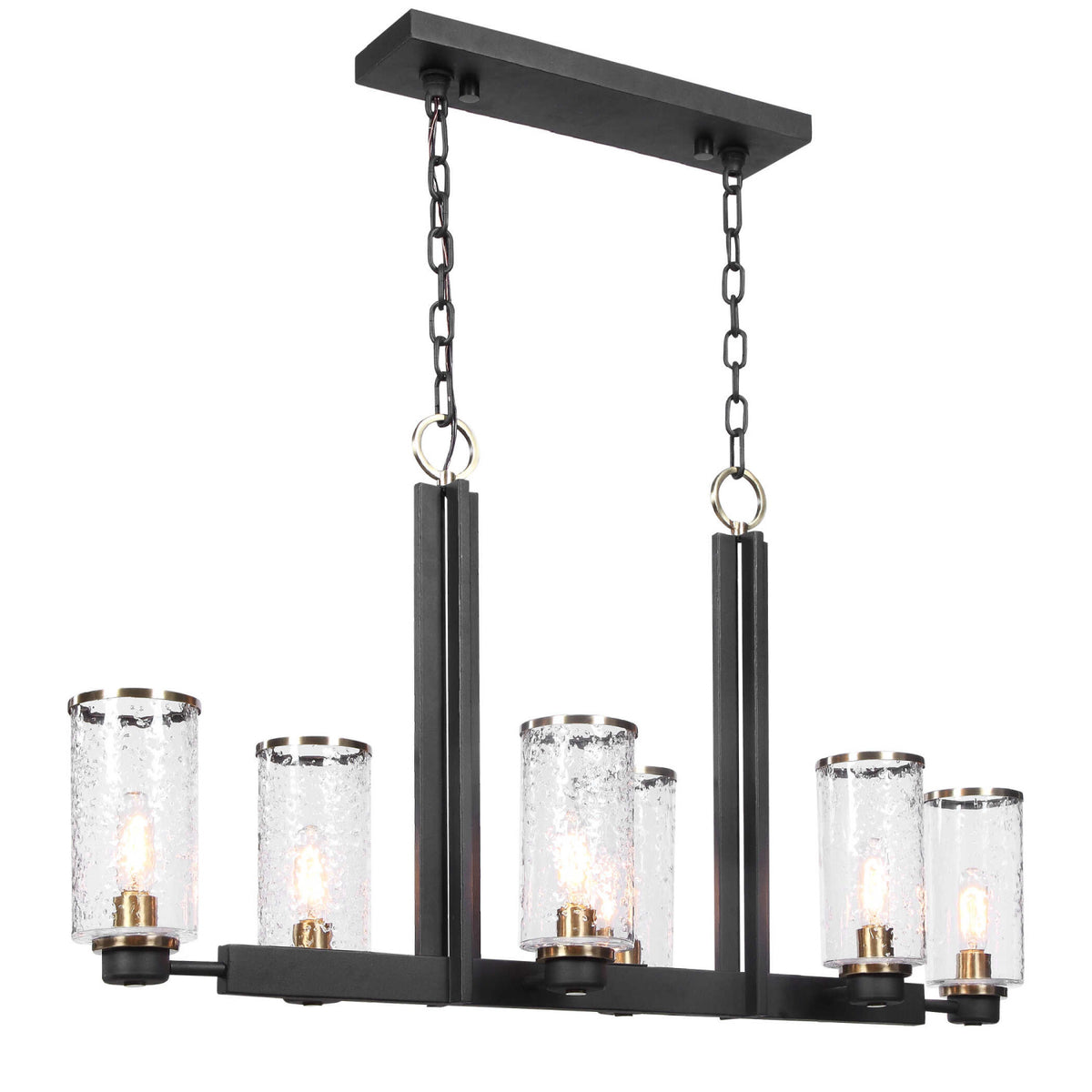 Modern European furniture - Black Framed 6-Light Island Lamp - www.oroa.com