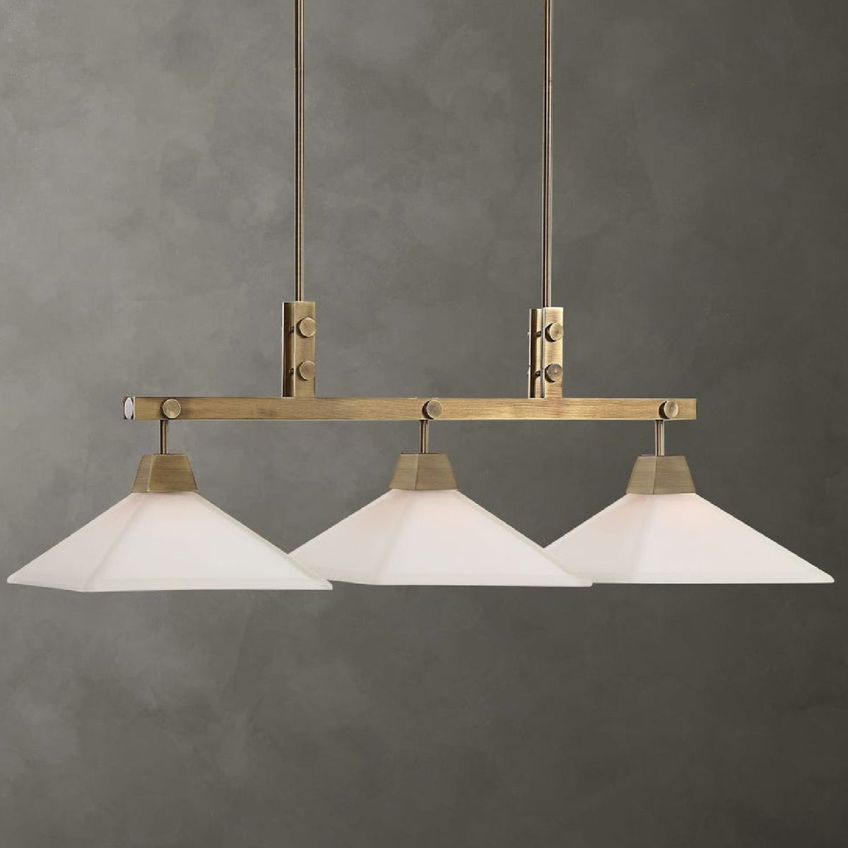 Frosted Glass 3-Light Linear Chandelier | Uttermost Brookdale - www.oroa.com