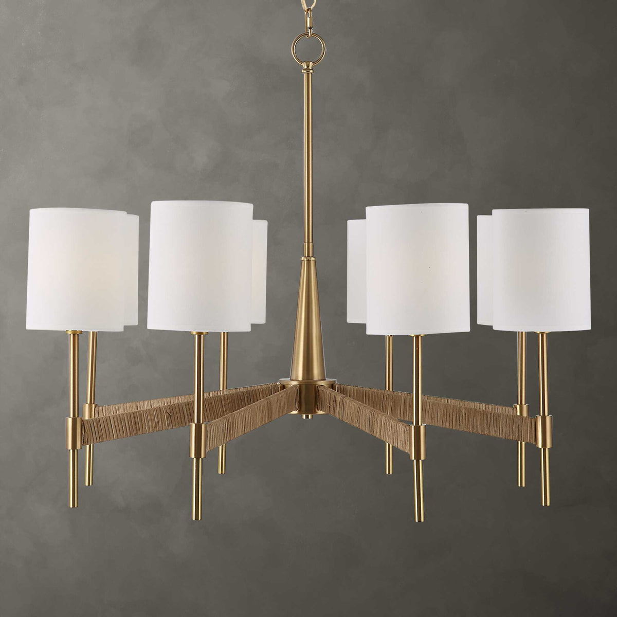 Modern European furniture - White Linen 8-Light Chandelier - www.oroa.com