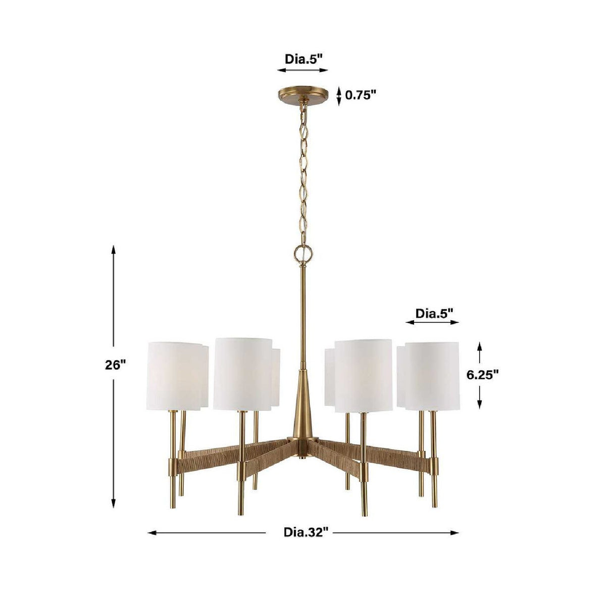 Modern European furniture - White Linen 8-Light Chandelier - www.oroa.com