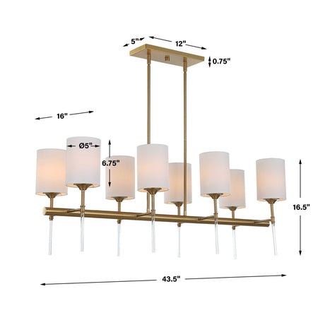 Modern European furniture - White Silken 8-Light Linear Chandelier - www.oroa.com