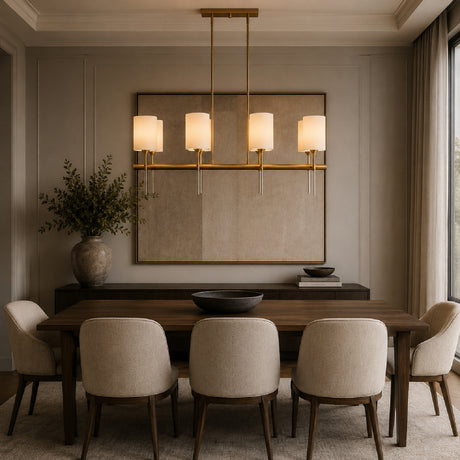 Modern European furniture - White Silken 8-Light Linear Chandelier - www.oroa.com