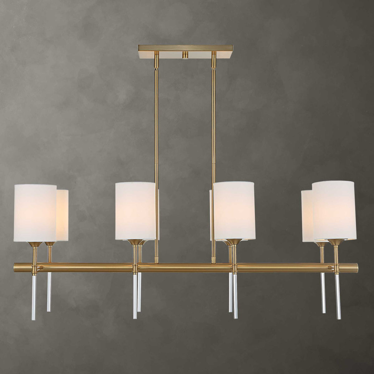 Modern European furniture - White Silken 8-Light Linear Chandelier - www.oroa.com