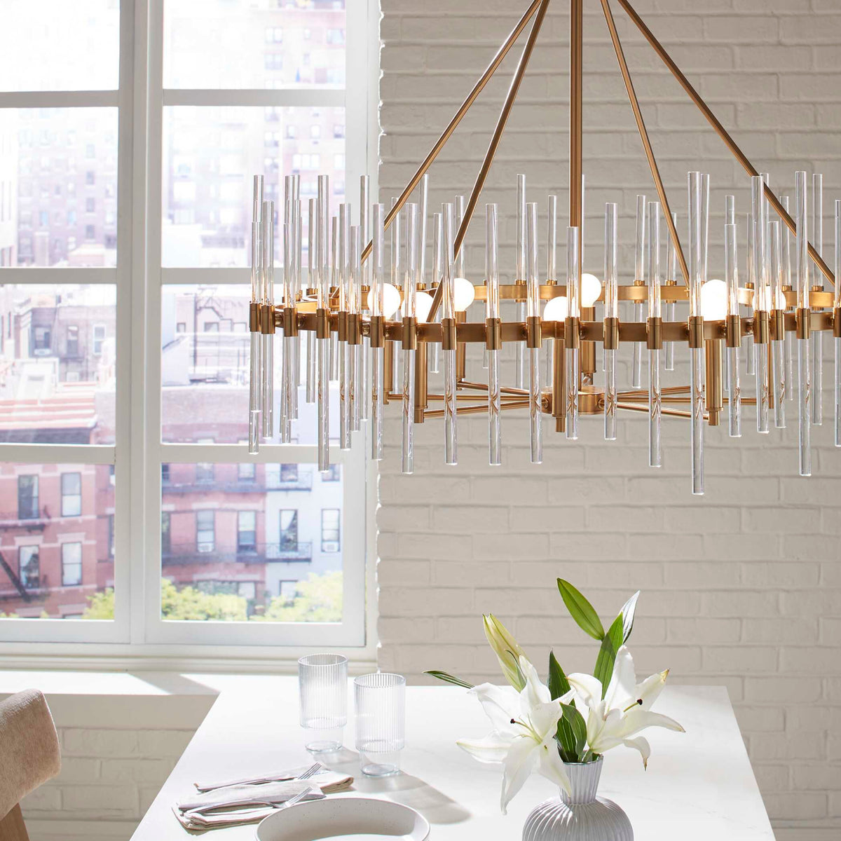 Modern European furniture - Glass Rods 8-Light Chandelier - www.oroa.com
