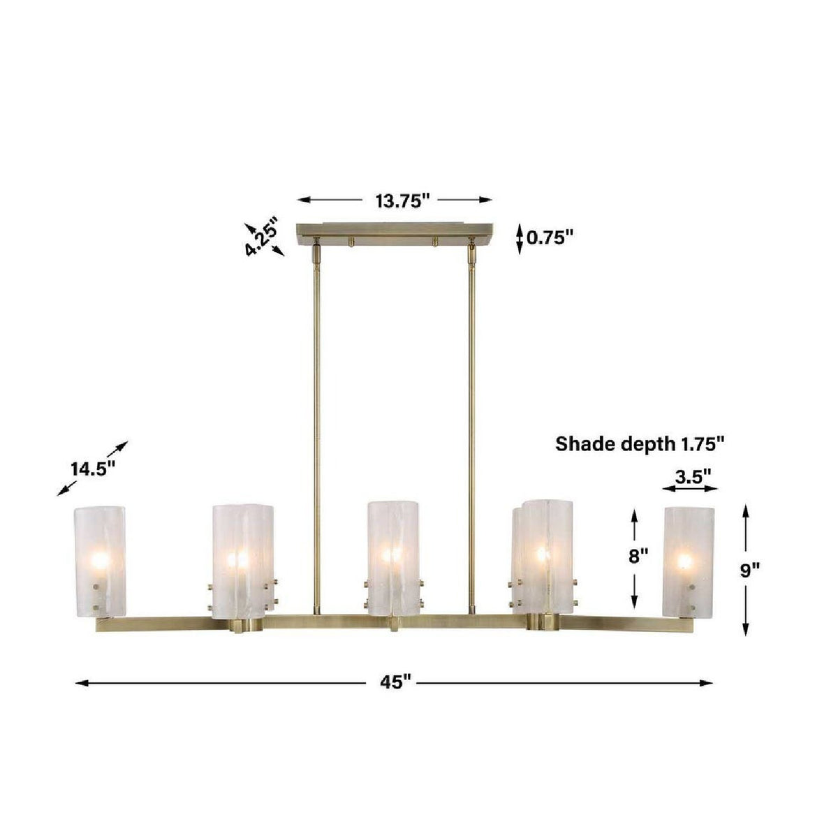 Seeded Glass 8-Light Linear Chandelier | Uttermost Mistie - www.oroa.com