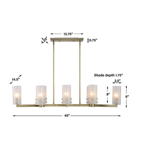 Seeded Glass 8-Light Linear Chandelier | Uttermost Mistie - www.oroa.com