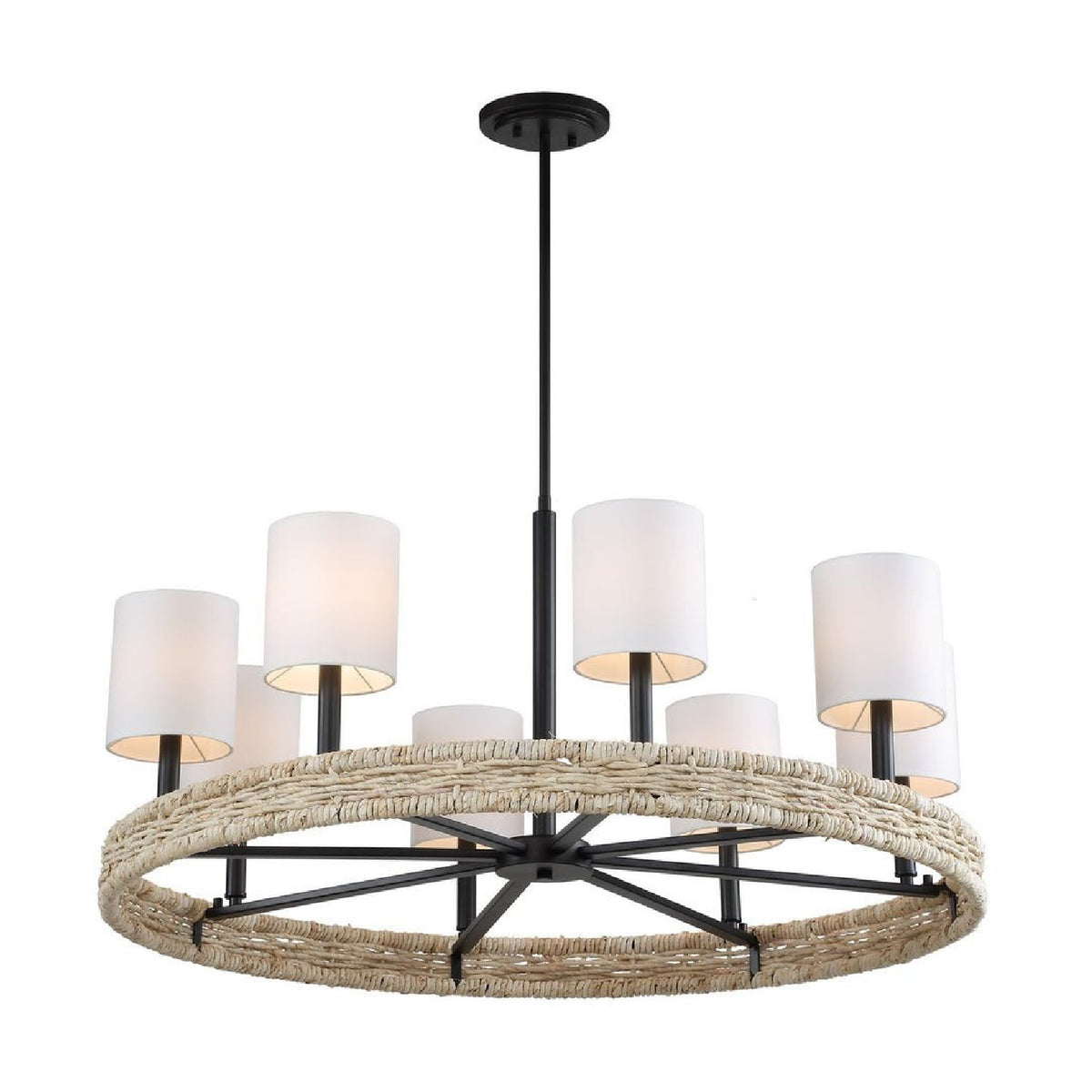 Modern European furniture - Woven Rattan Ring 8-Light Chandelier - www.oroa.com