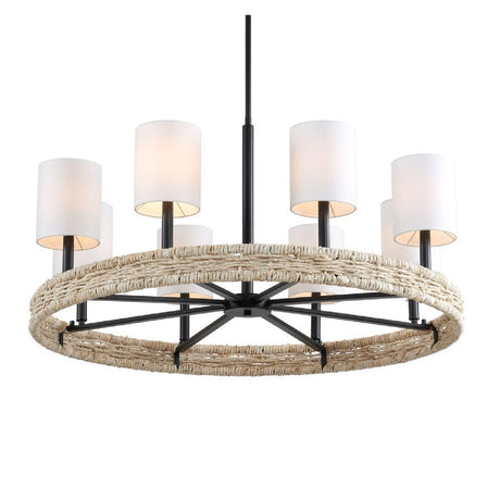 Modern European furniture - Woven Rattan Ring 8-Light Chandelier - www.oroa.com