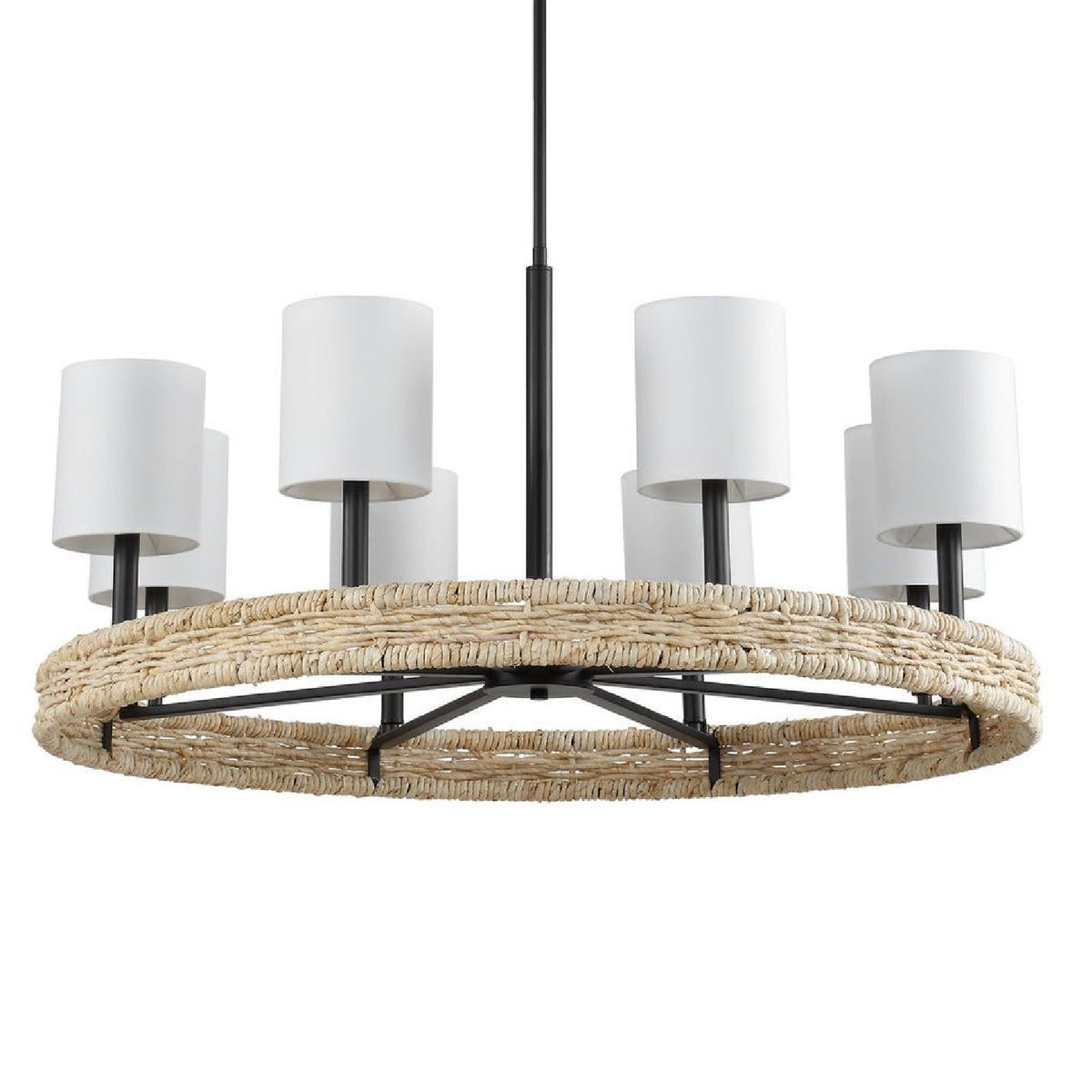 Modern European furniture - Woven Rattan Ring 8-Light Chandelier - www.oroa.com