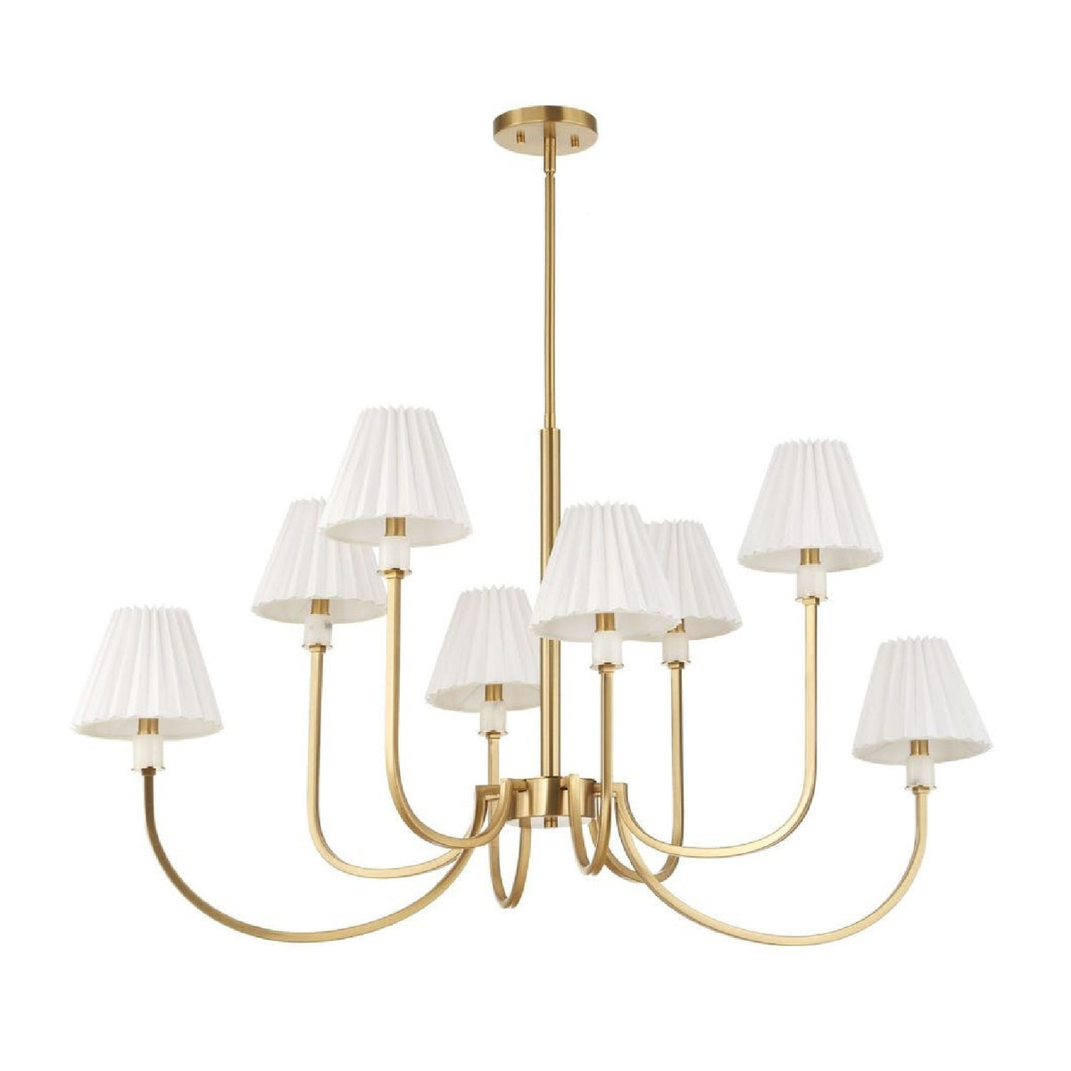 Pleated White Fabric 8-Light Chandelier | Uttermost Poppins - www.oroa.com
