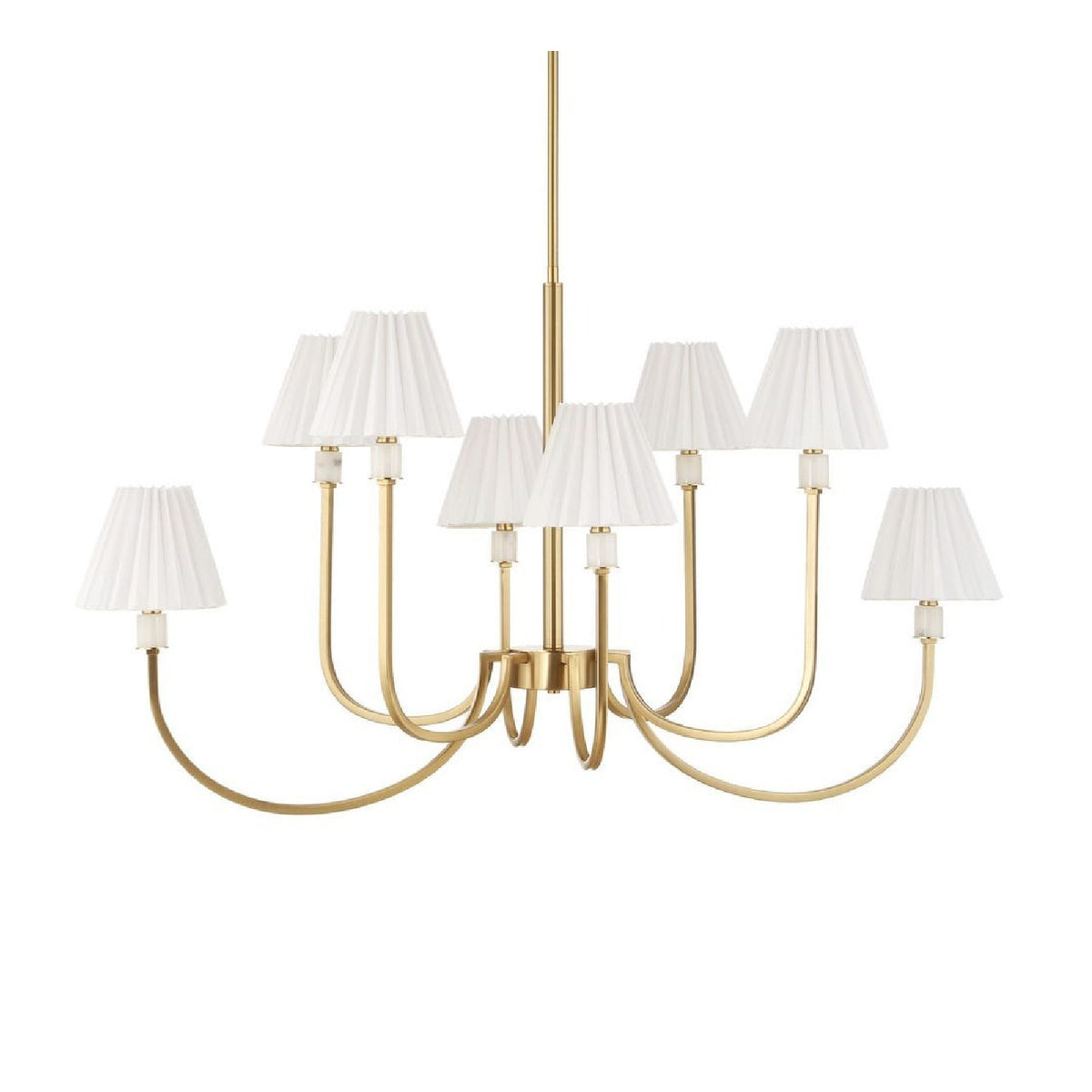 Pleated White Fabric 8-Light Chandelier | Uttermost Poppins - www.oroa.com