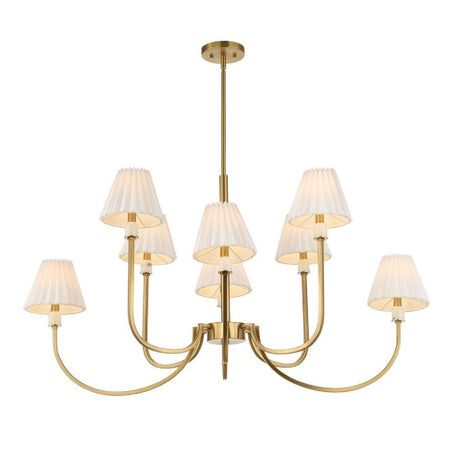Pleated White Fabric 8-Light Chandelier | Uttermost Poppins - www.oroa.com