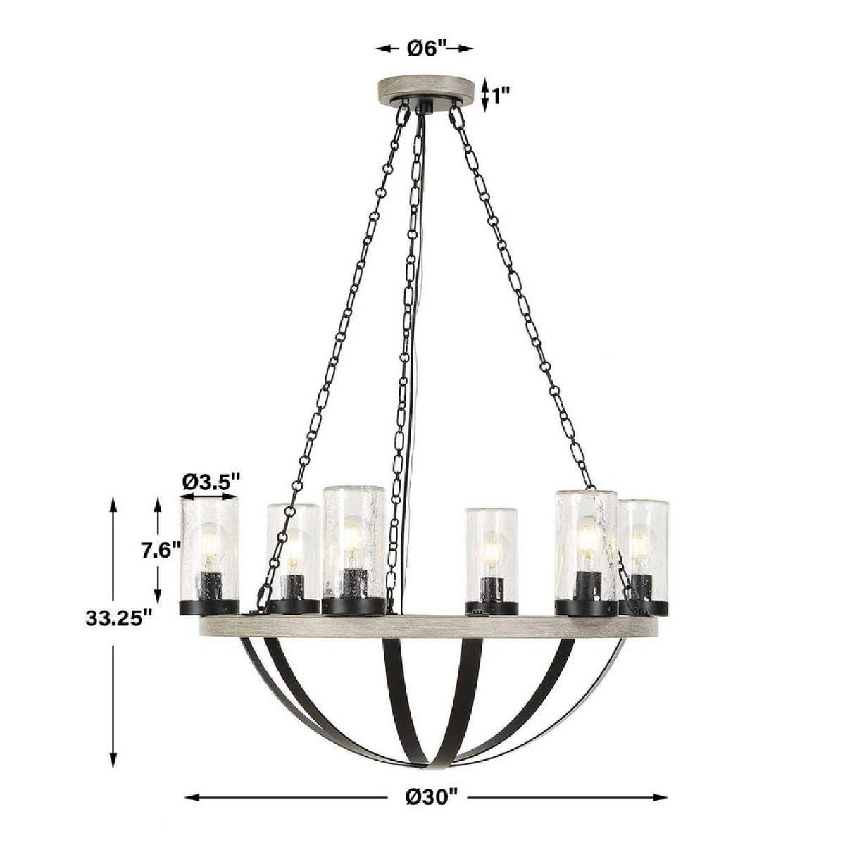 Modern European furniture - Seeded Glass 6-Light Indoor/Outdoor Chandelier - www.oroa.com