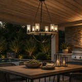 Modern European furniture - Seeded Glass 6-Light Indoor/Outdoor Chandelier - www.oroa.com