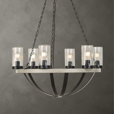 Modern European furniture - Seeded Glass 6-Light Indoor/Outdoor Chandelier - www.oroa.com