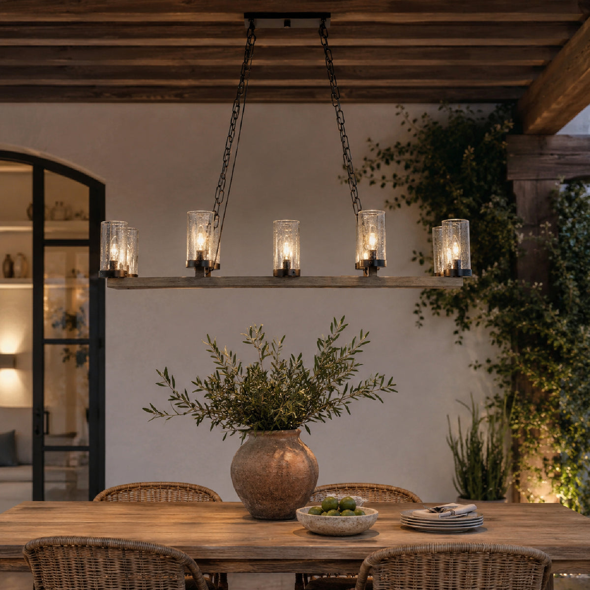 Modern European furniture - Seeded Glass 10-Light Indoor/Outdoor Chandelier - www.oroa.com