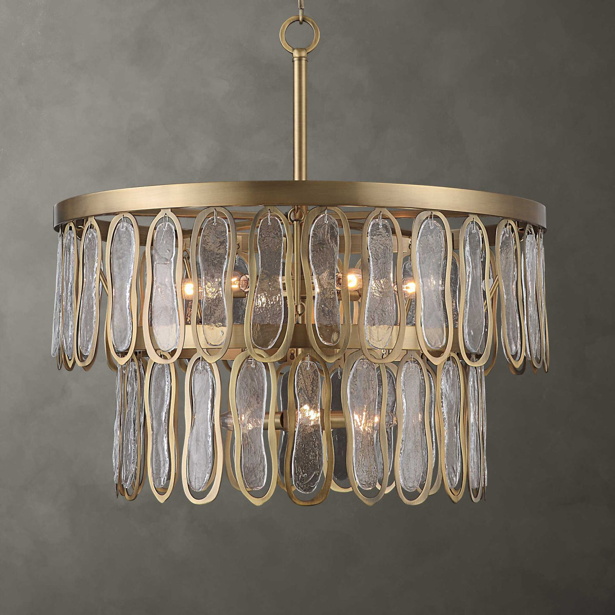 Modern European furniture - Tiered Seeded Glass 9-Light Chandelier - www.oroa.com