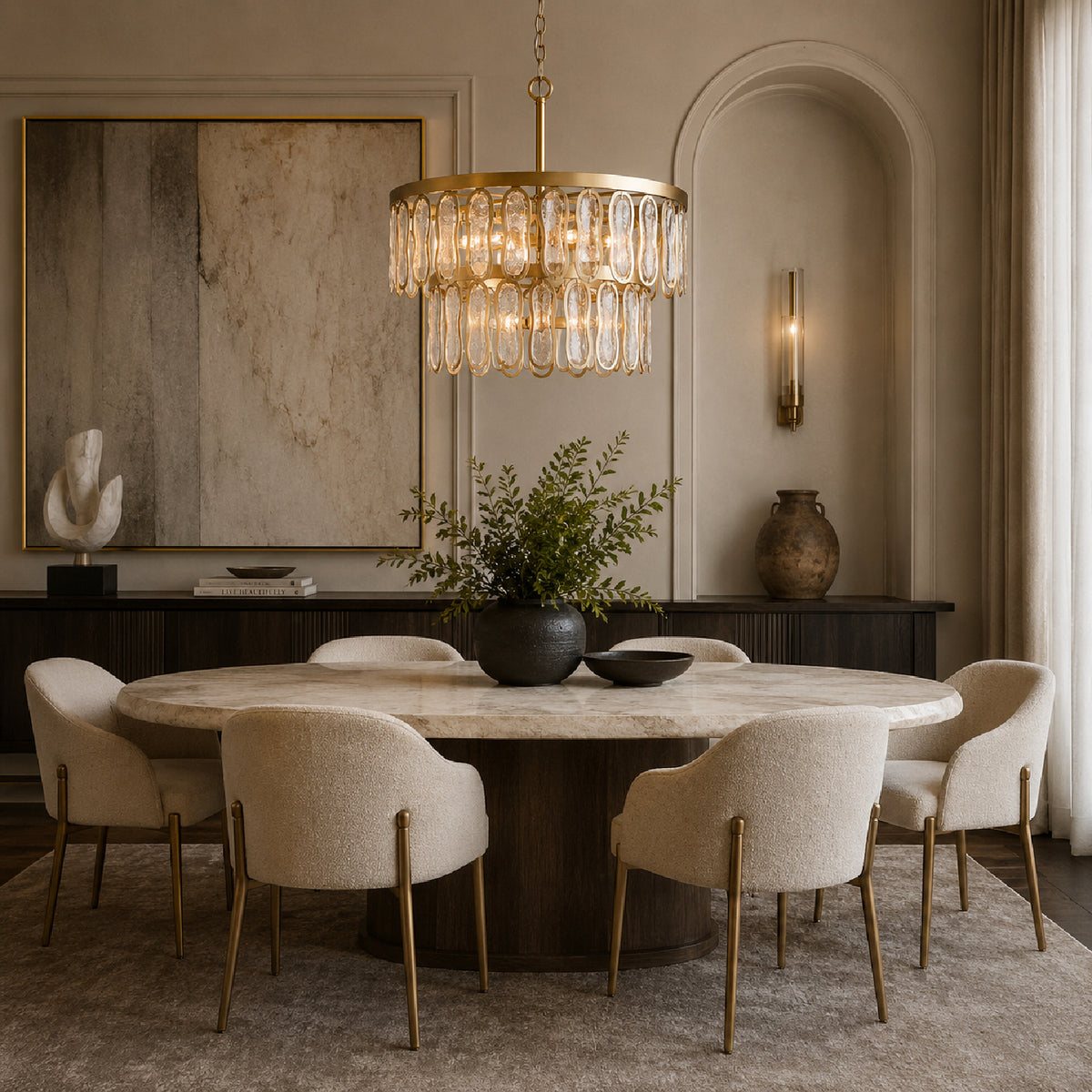 Modern European furniture - Tiered Seeded Glass 9-Light Chandelier - www.oroa.com