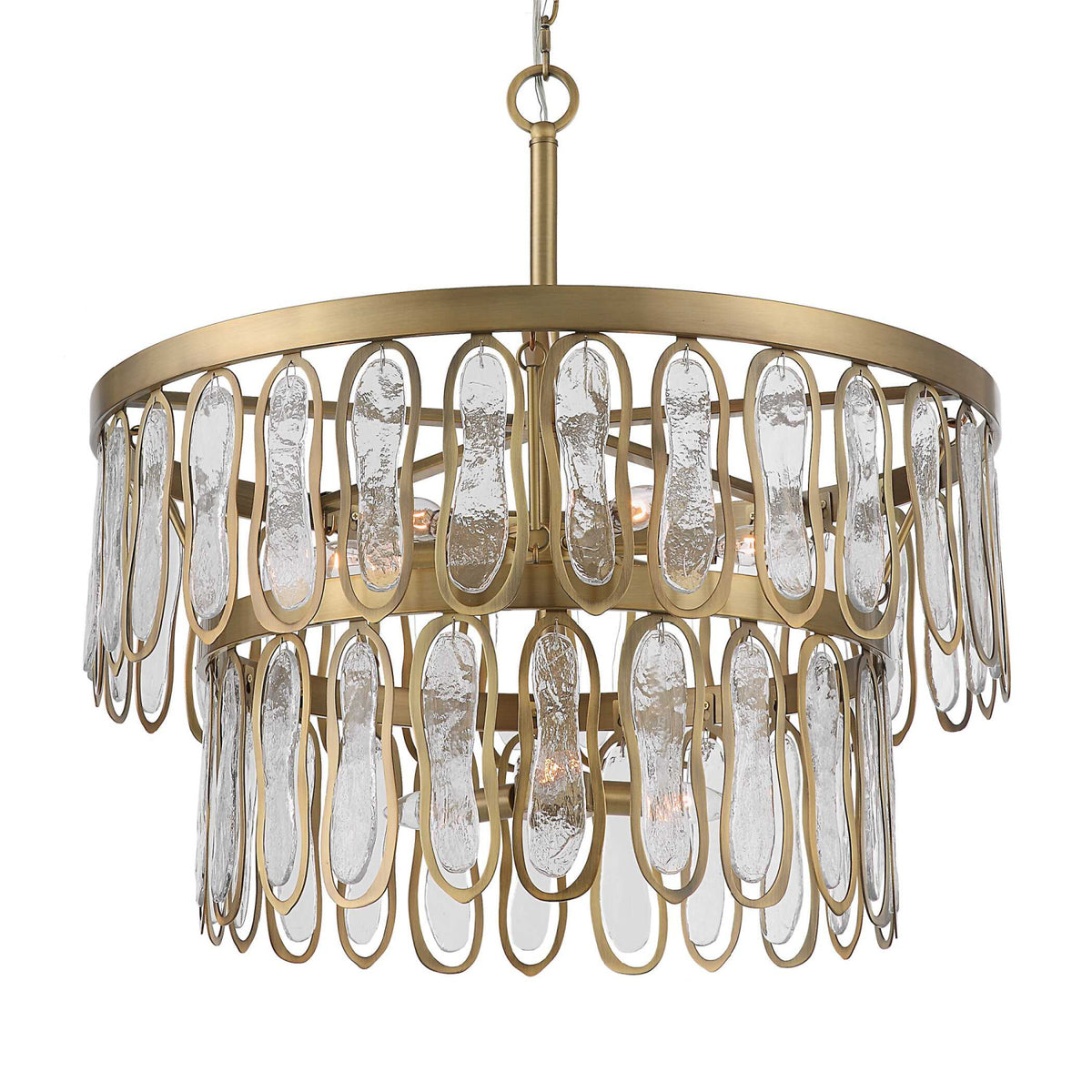 Modern European furniture - Tiered Seeded Glass 9-Light Chandelier - www.oroa.com