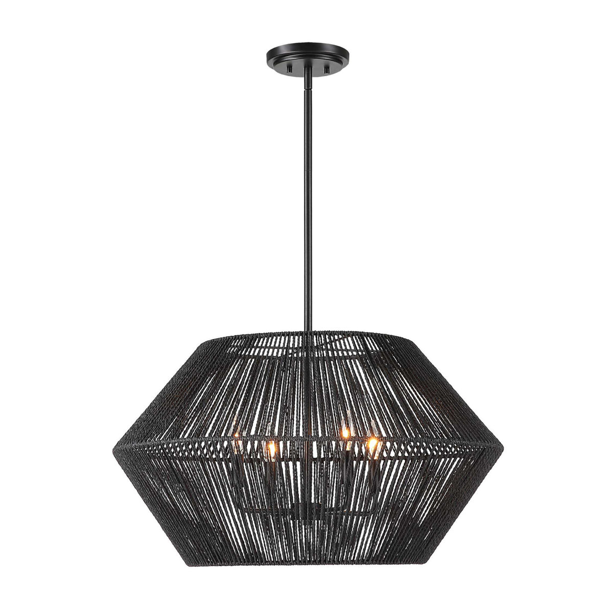 Modern European furniture - Black Rope 4-Light Pendant Lamp - www.oroa.com